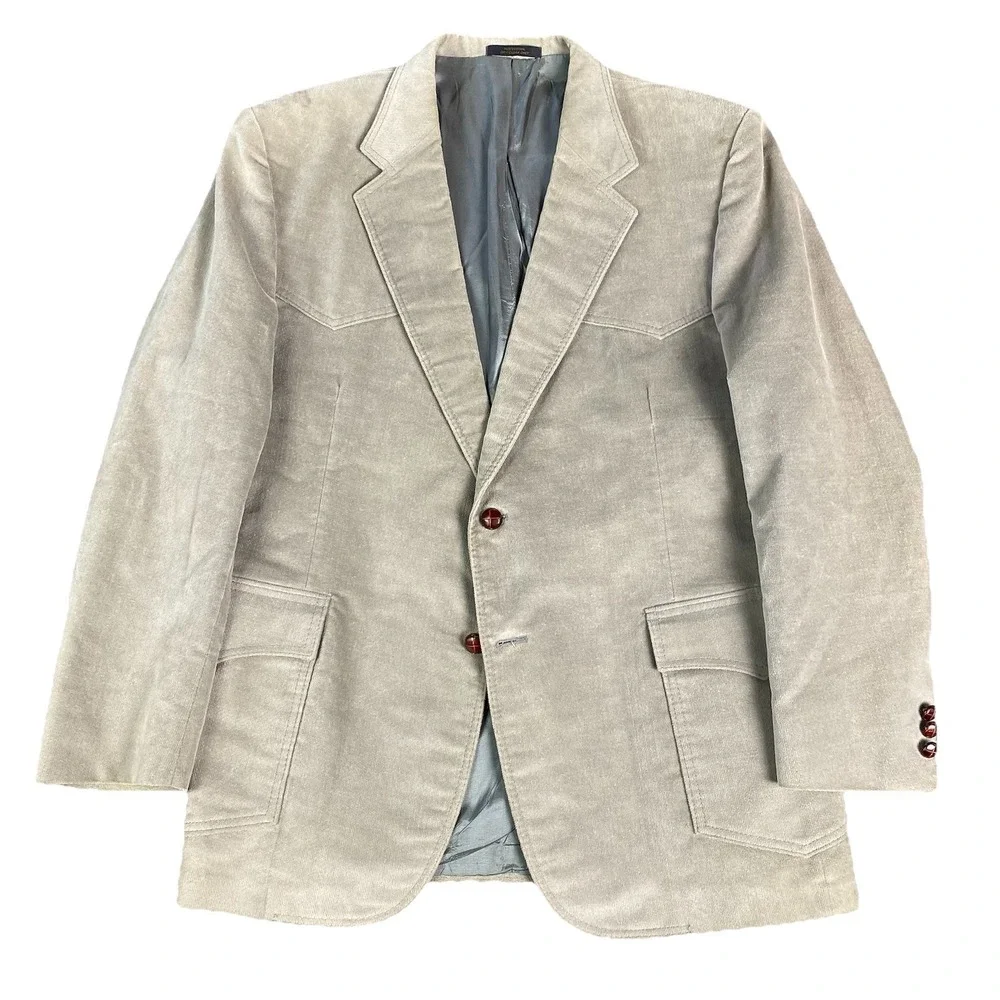 Levi's Westernwear Sport Coat Blazer Mens 46R Gray USA VTG Yokes Ranchcore Retro